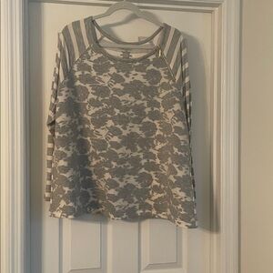 Lane Bryant Gray and Cream Textured Top